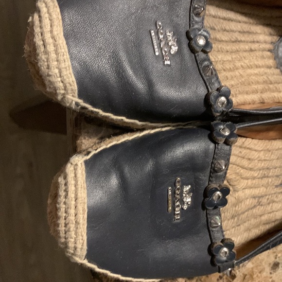 One pair of pre-loved coach leather navy shoes Espadrilles ❤️🥰👍 - Picture 2 of 6